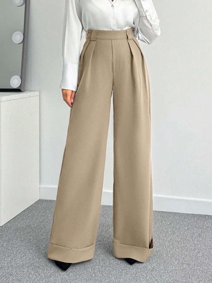 SHEIN BEŻOWE SPODNIE CASUAL S06__L
