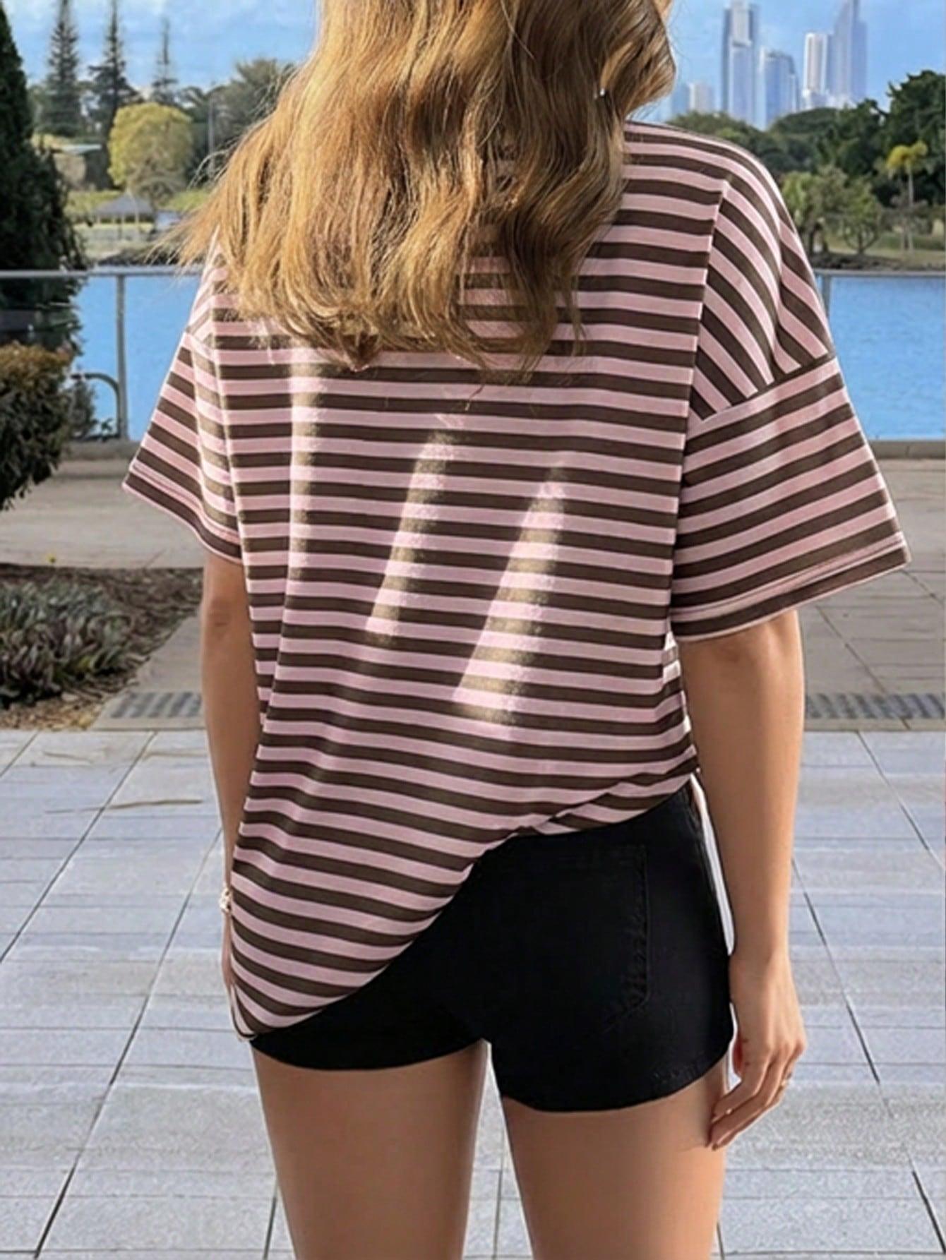 SHEIN T-SHIRT WZÓR PASKI S06__M