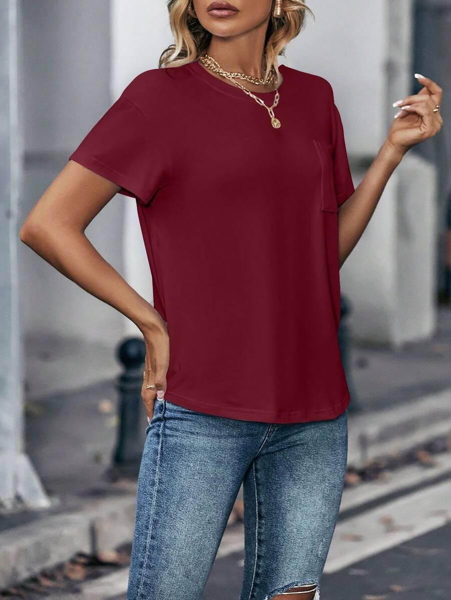 INAWLY CZERWONY T-SHIRT CASUAL S06__L