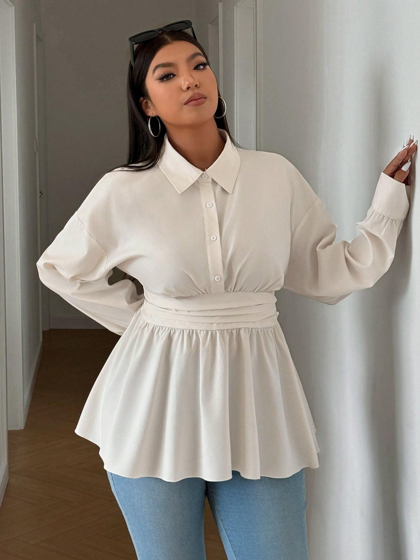 SHEIN KREMOWA BLUZKA KOŁNIERZYK S06__52