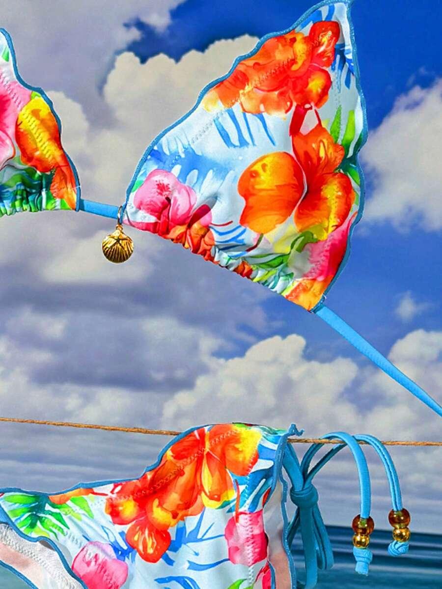 SWIM VCAY DWUCZĘŚCIOWY STRÓJ KĄPIELOWY WZÓR KWIATY S09__M