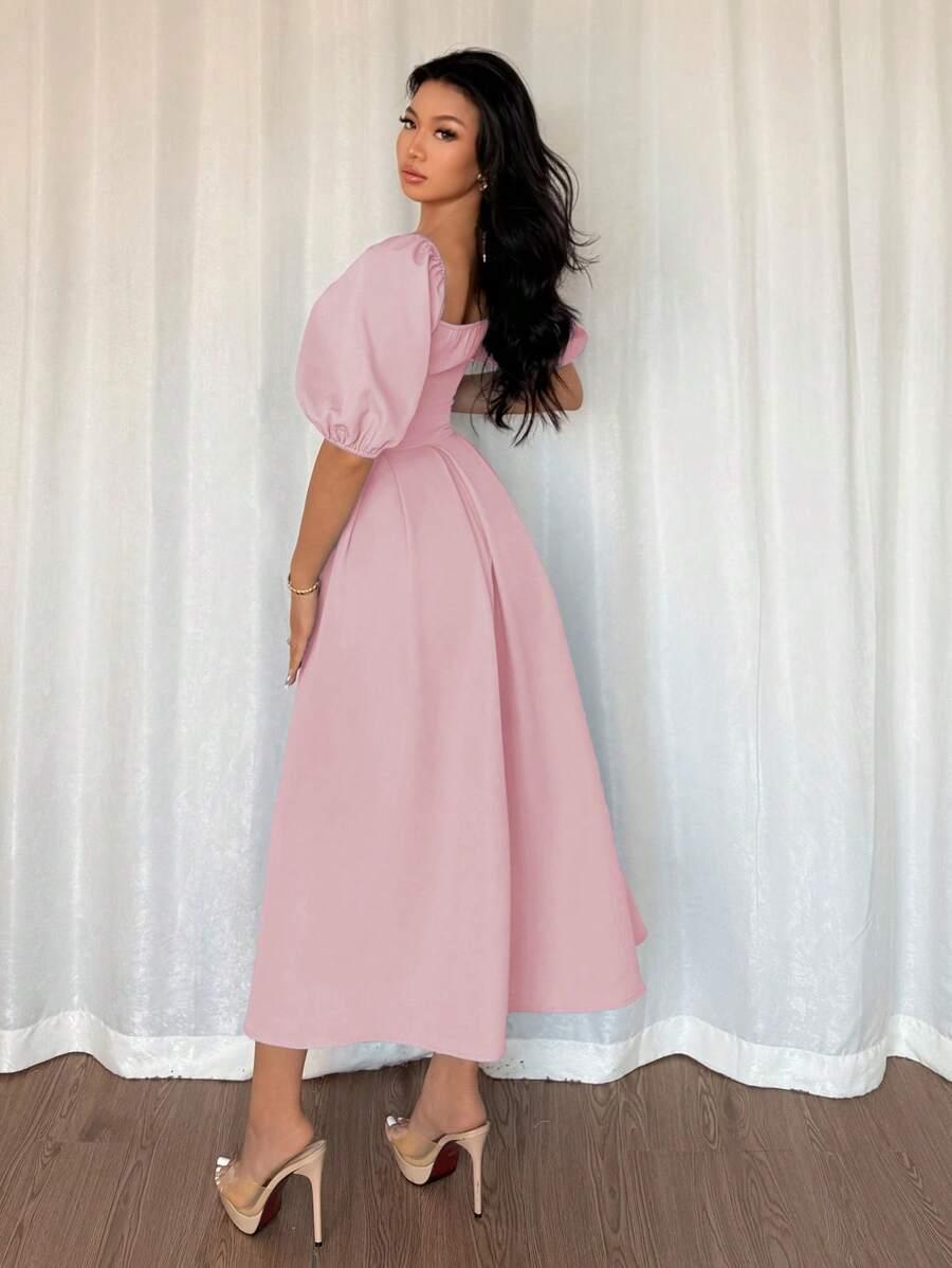 SHEIN RÓŻOWA SUKIENKA KRÓTKI RĘKAW S06__L