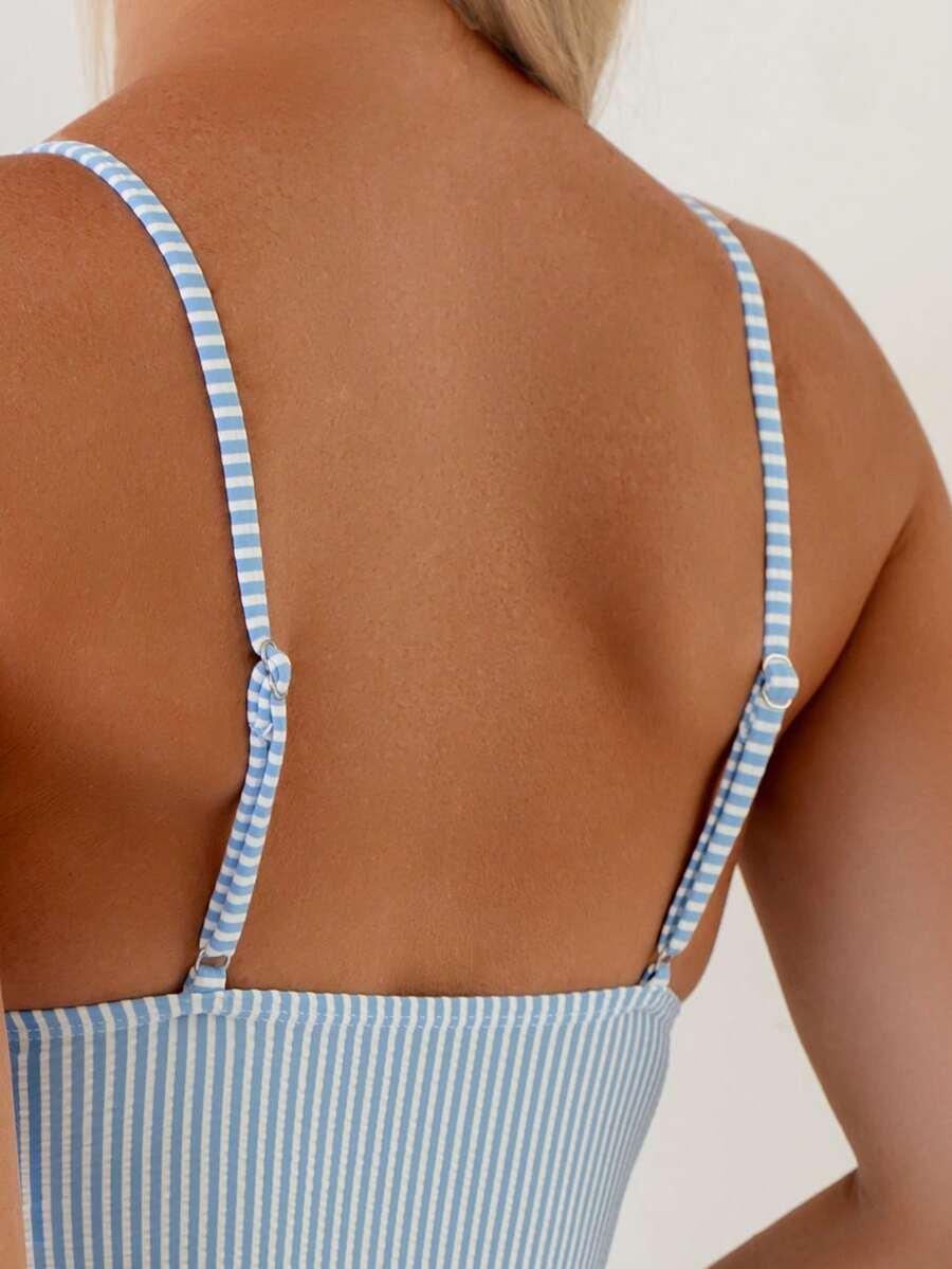 SWIM BASICS JEDNOCZĘŚCIOWY STRÓJ KĄPIELOWY WZÓR PASKI S09__M