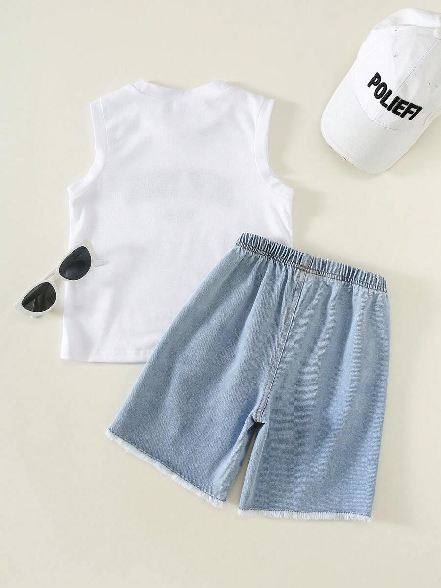 SHEIN BIAŁA KOSZULKA BEZ RĘKAWÓW NADRUK NEW YORK PK01__110-116