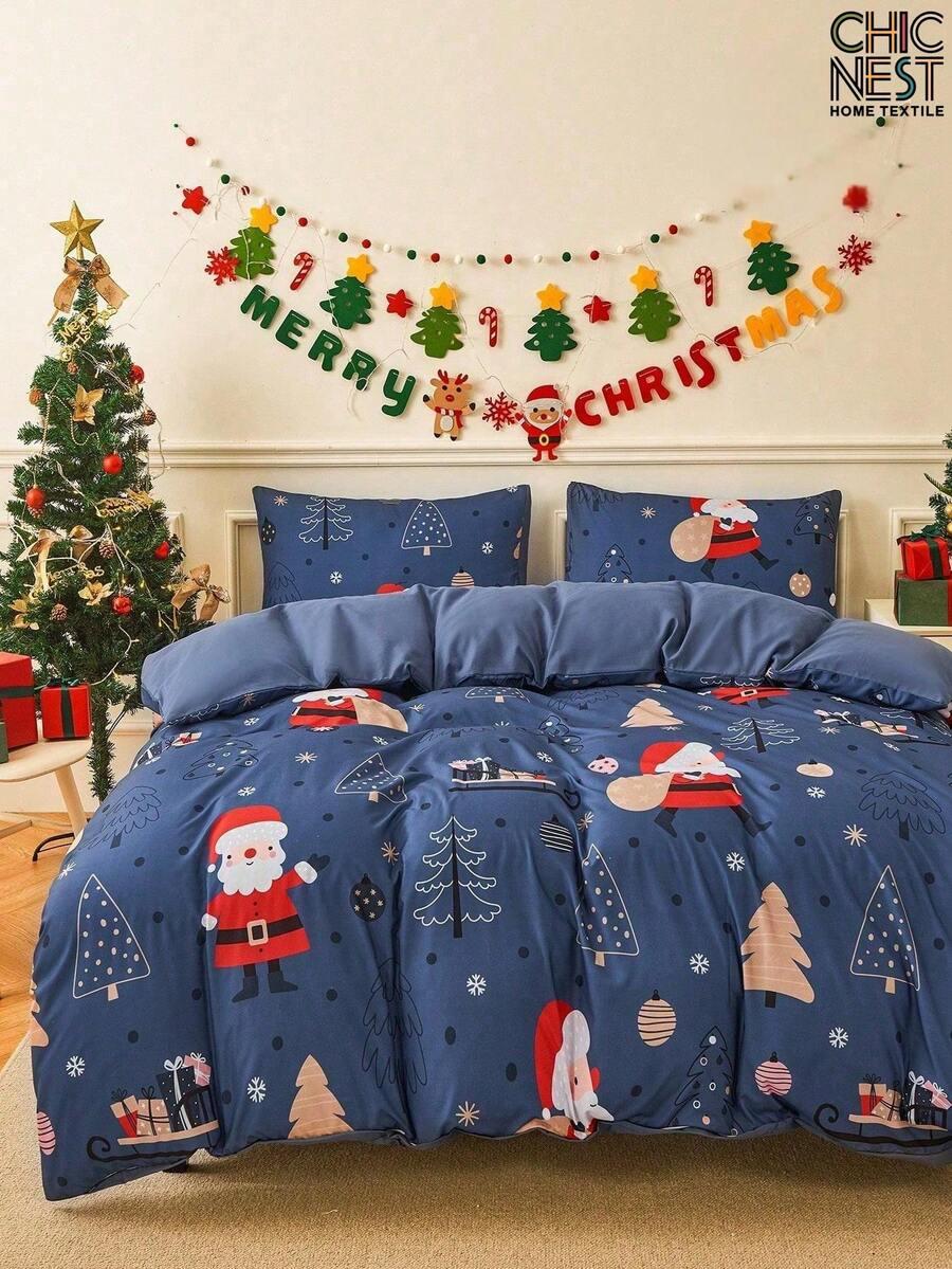 SHEIN KOMPLET POSZEWEK MOTYW ŚWIĄTECZNY 3-PACK BDD__160X220CM