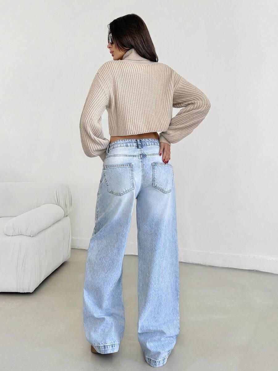 SHEIN NIEBIESKIE JEANSY SZEROKA NOGAWKA S06__M
