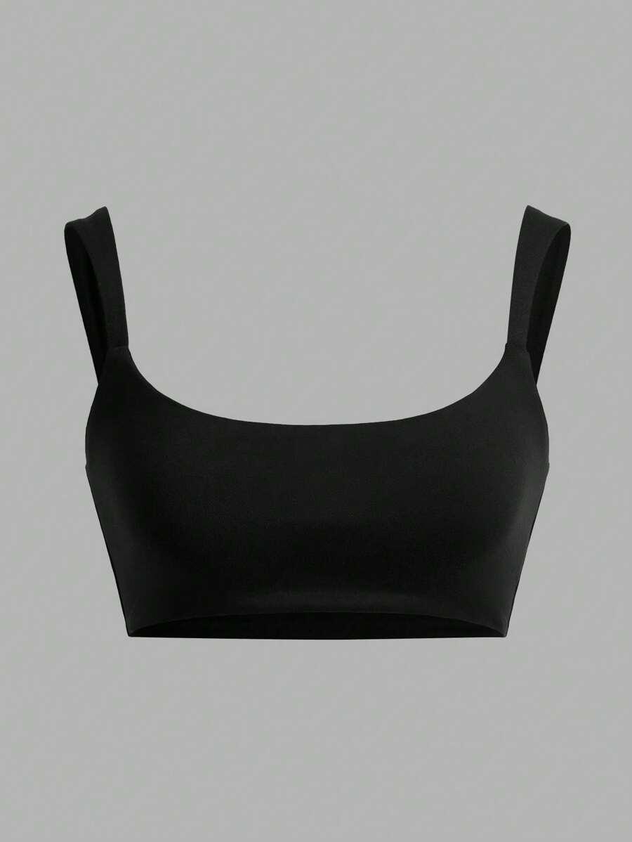 SHEIN CZARNY BIUSTONOSZ SPORTOWY ODKRYTE RAMIONA S06__L