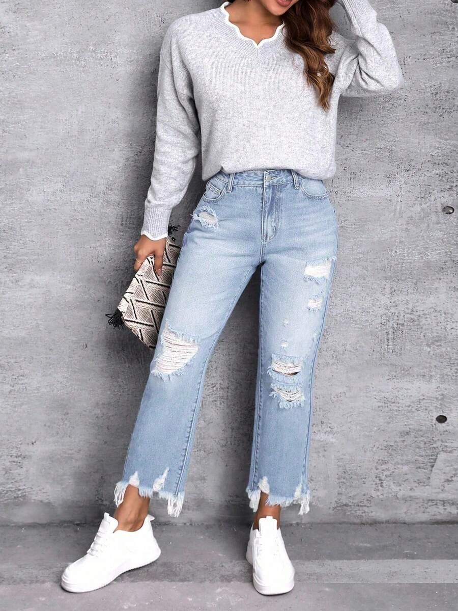 SHEIN NIEBIESKIE SPODNIE JEANS S06__46