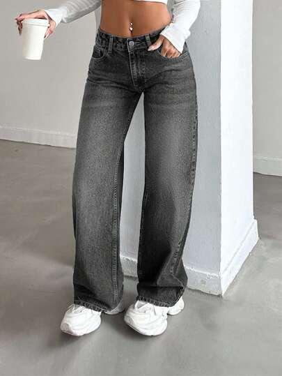 SHEIN SZARE SPODNIE JEANS S06__XS