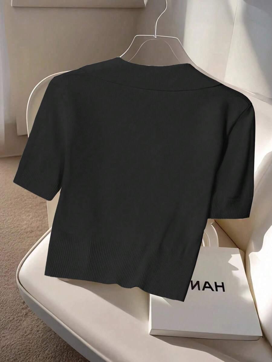 SHEIN CZARNA BLUZKA GUZIKI S06__XS