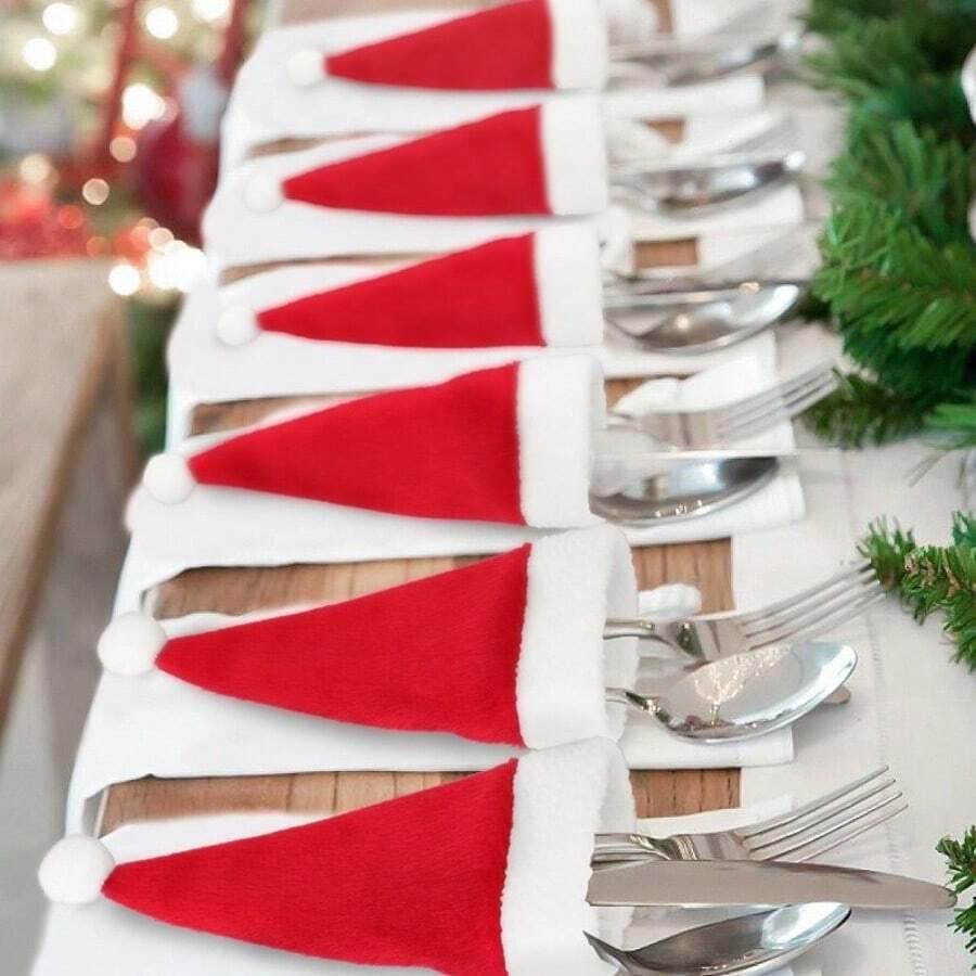 SHEIN POKROWIEC NA SZTUĆCE CZAPKA MIKOŁAJA 10-PACK BDD__13,5CM