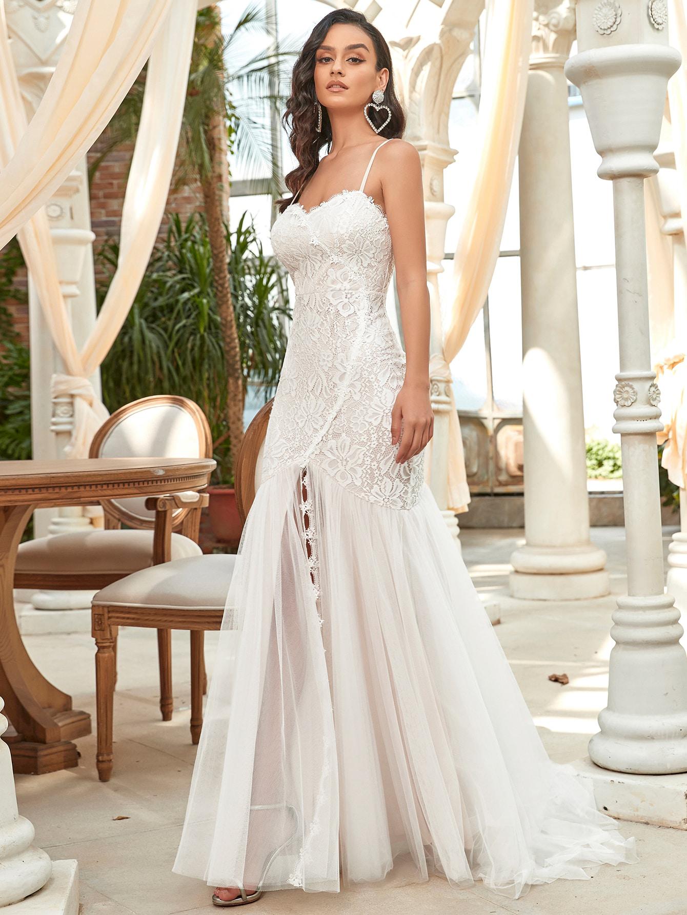 SHEIN BIAŁA MAXI SUKNIA ŚLUBNA S06__XS