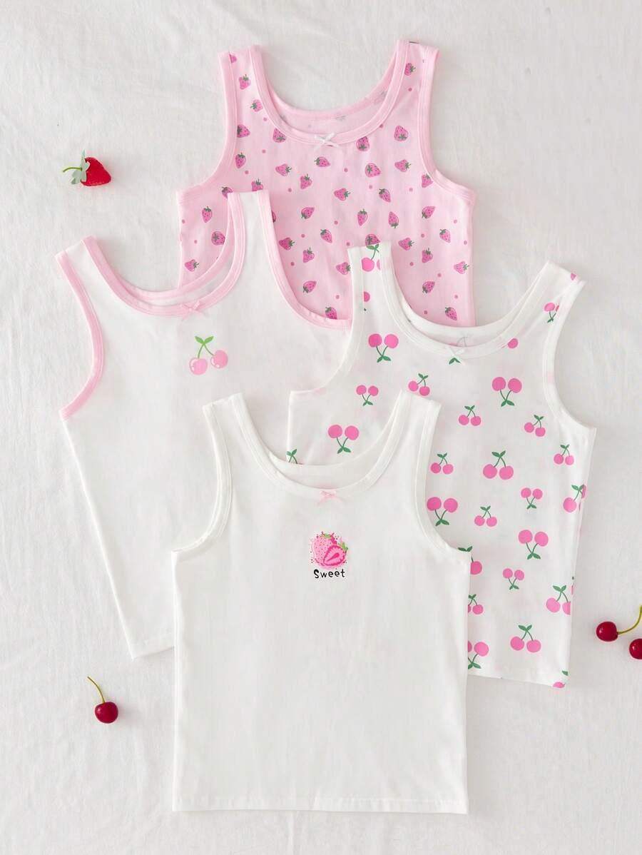 SHEIN ZESTAW TOPÓW NA RAMIĄCZKACH WZÓR 4-PACK 128-134
