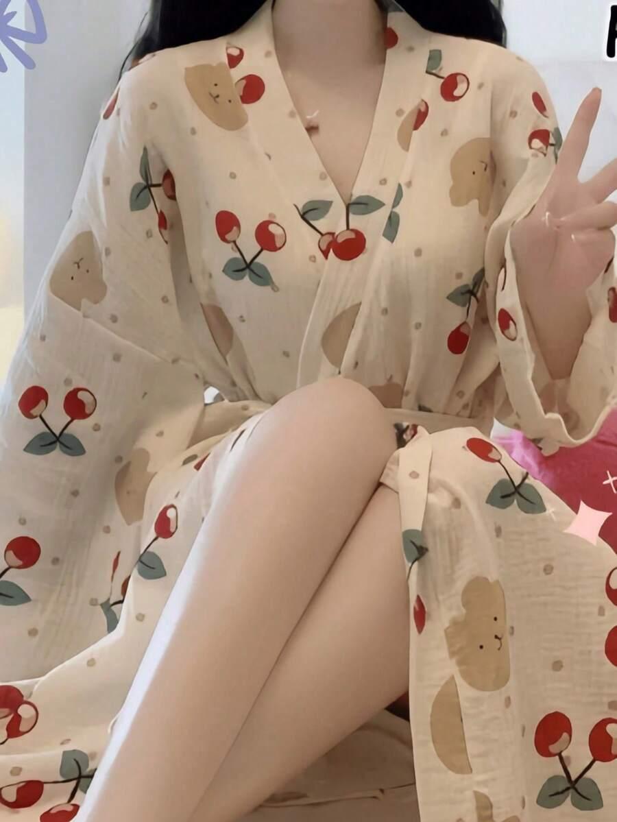 SHEIN SZLAFROK WZÓR OWOCE S06__XL