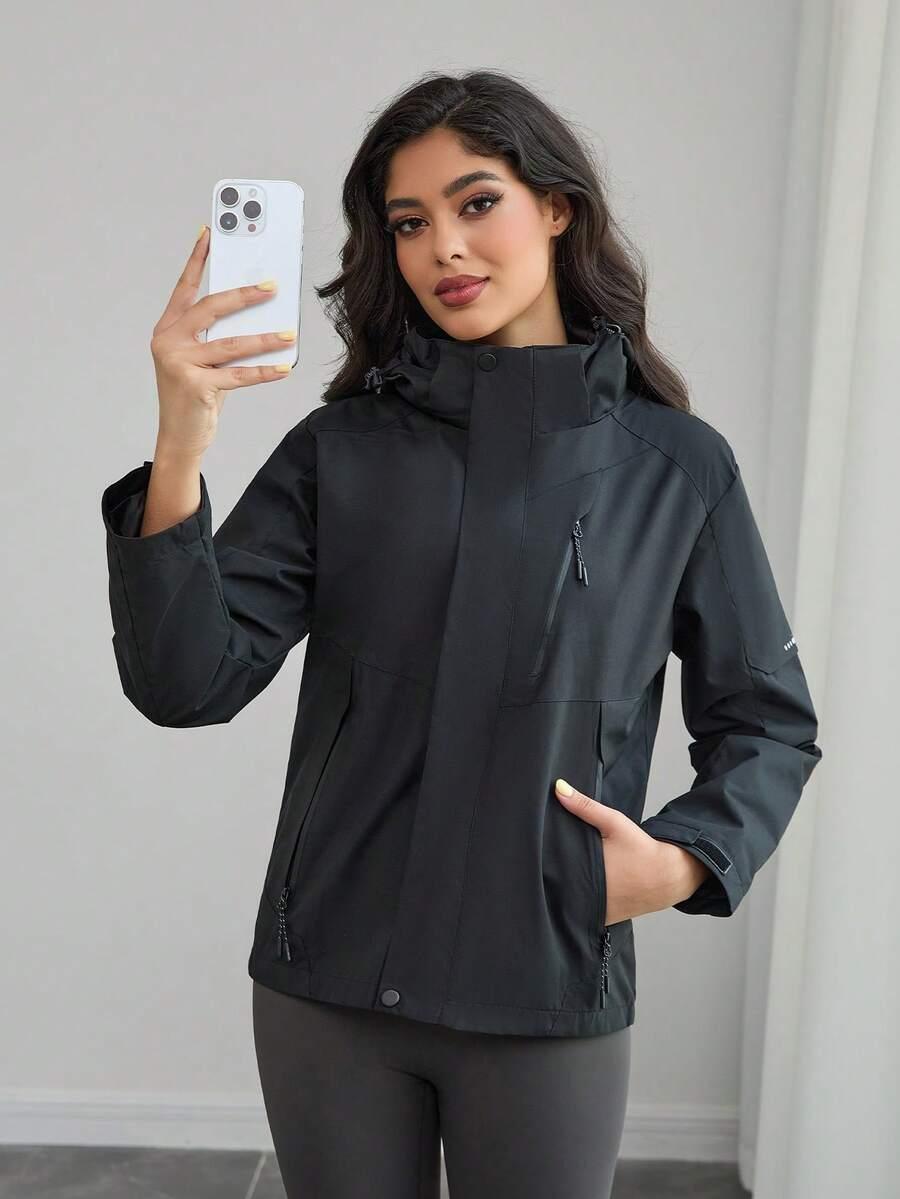 SHEIN CZARNA KURTKA Z KAPTUREM S06__L