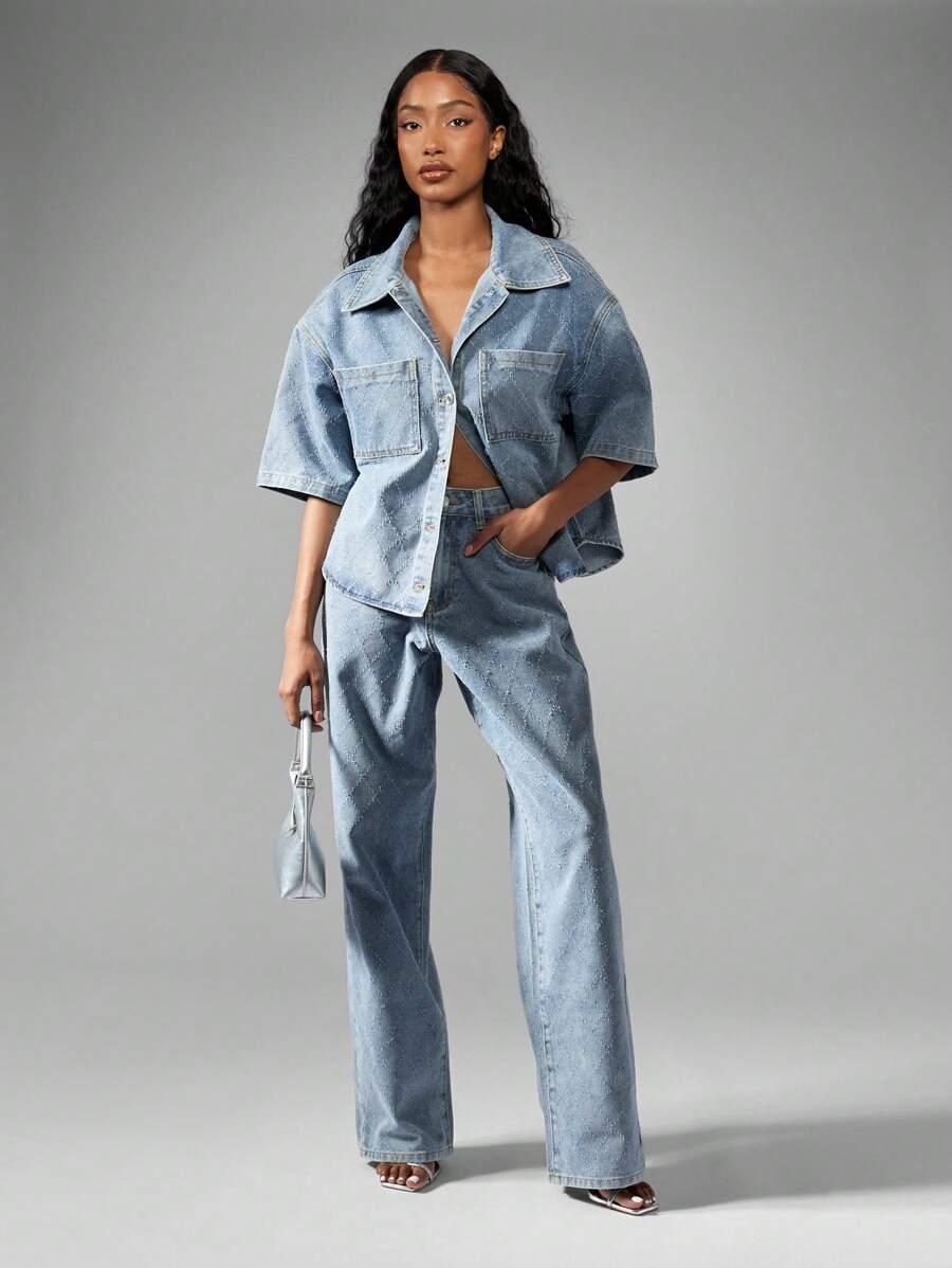 SHEIN NIEBIESKIE SPODNIE JEANS S06__L/30