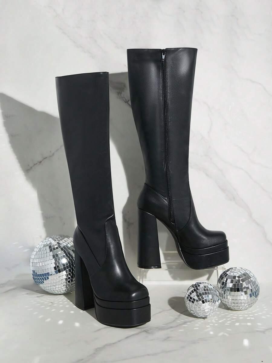 SHEIN CZARNE KOZAKI NA OBCASIE W01__40