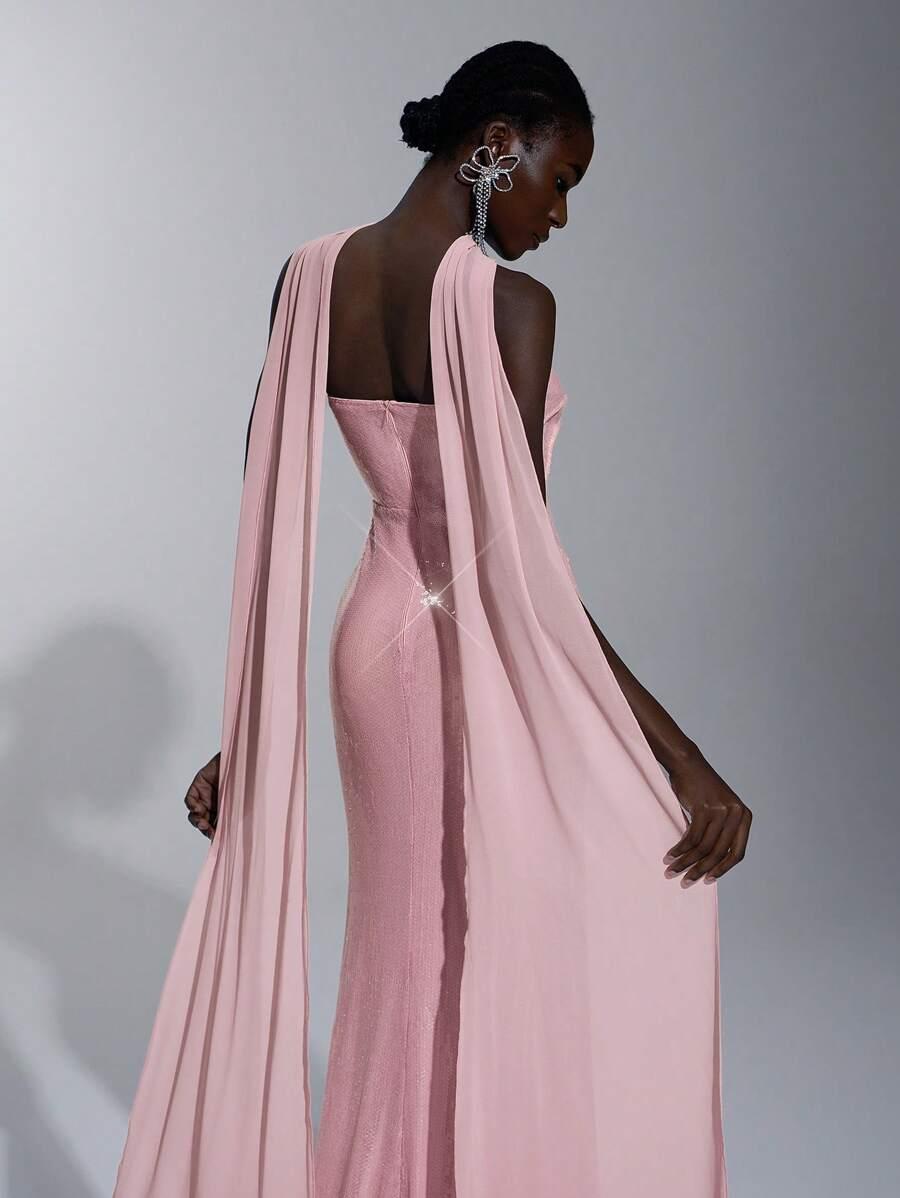 SHEIN RÓŻOWA MAXI SUKIENKA S06__S