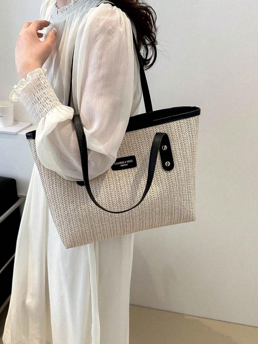 SHEIN KLASYCZNA SŁOMKOWA TOREBKA S07__25X30CM