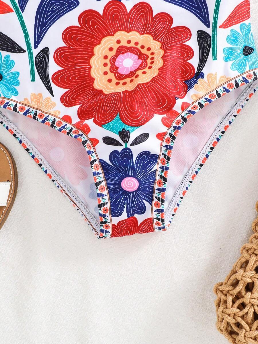SHEIN JEDNOCZĘŚCIOWY STRÓJ KĄPIELOWY WZÓR PK01__104-110