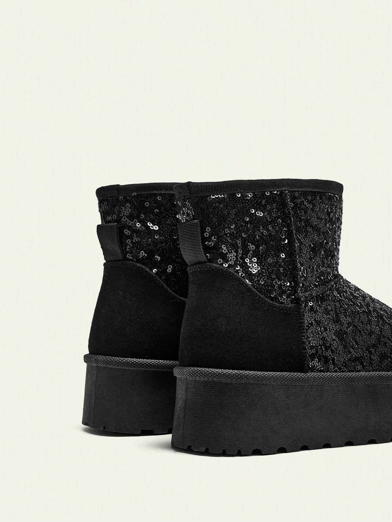 CUCCOO CZARNE ŚNIEGOWCE CEKINY POŁYSK W01__38