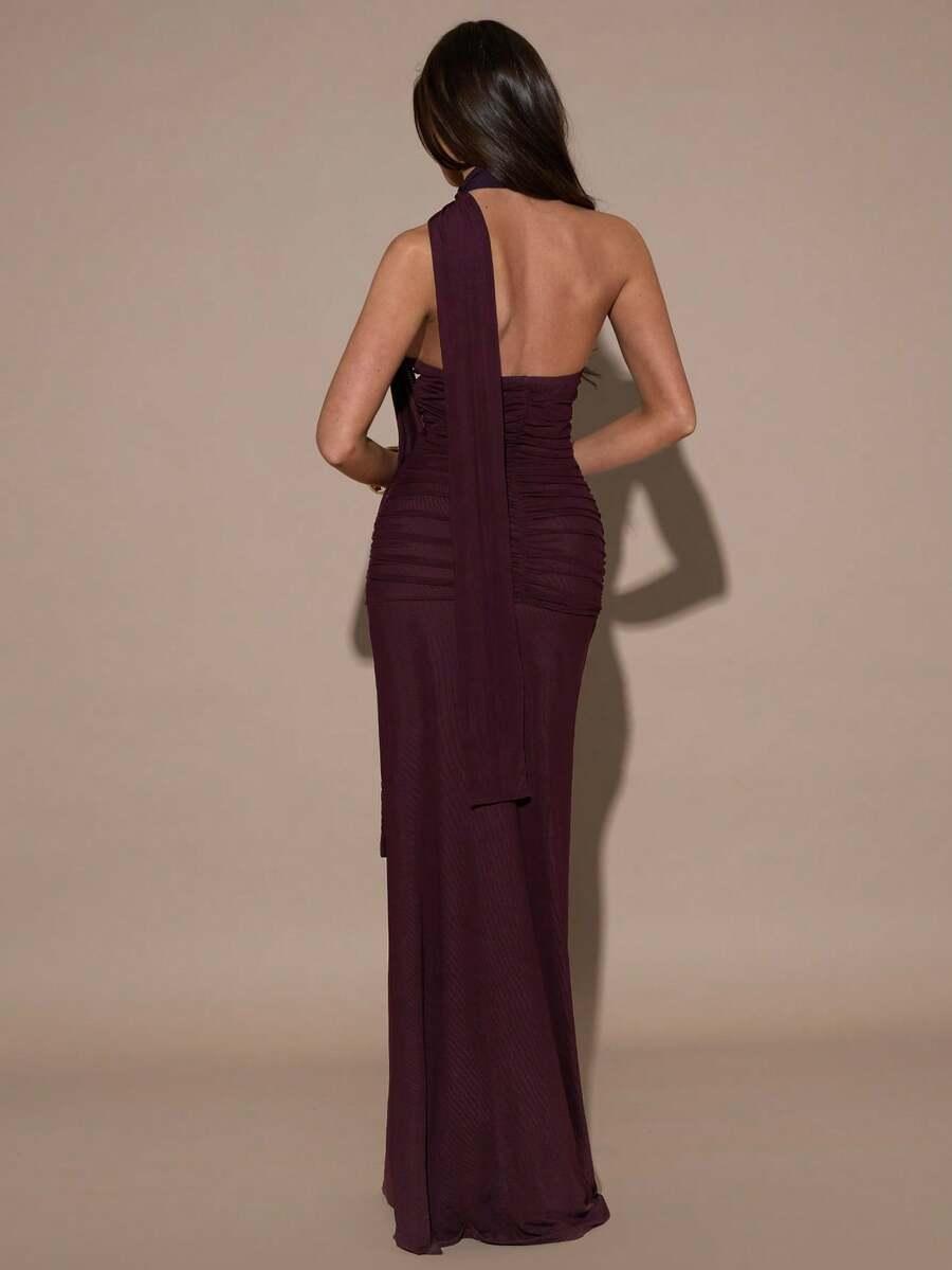 SHEIN BORDOWA MAXI SUKIENKA S06__S