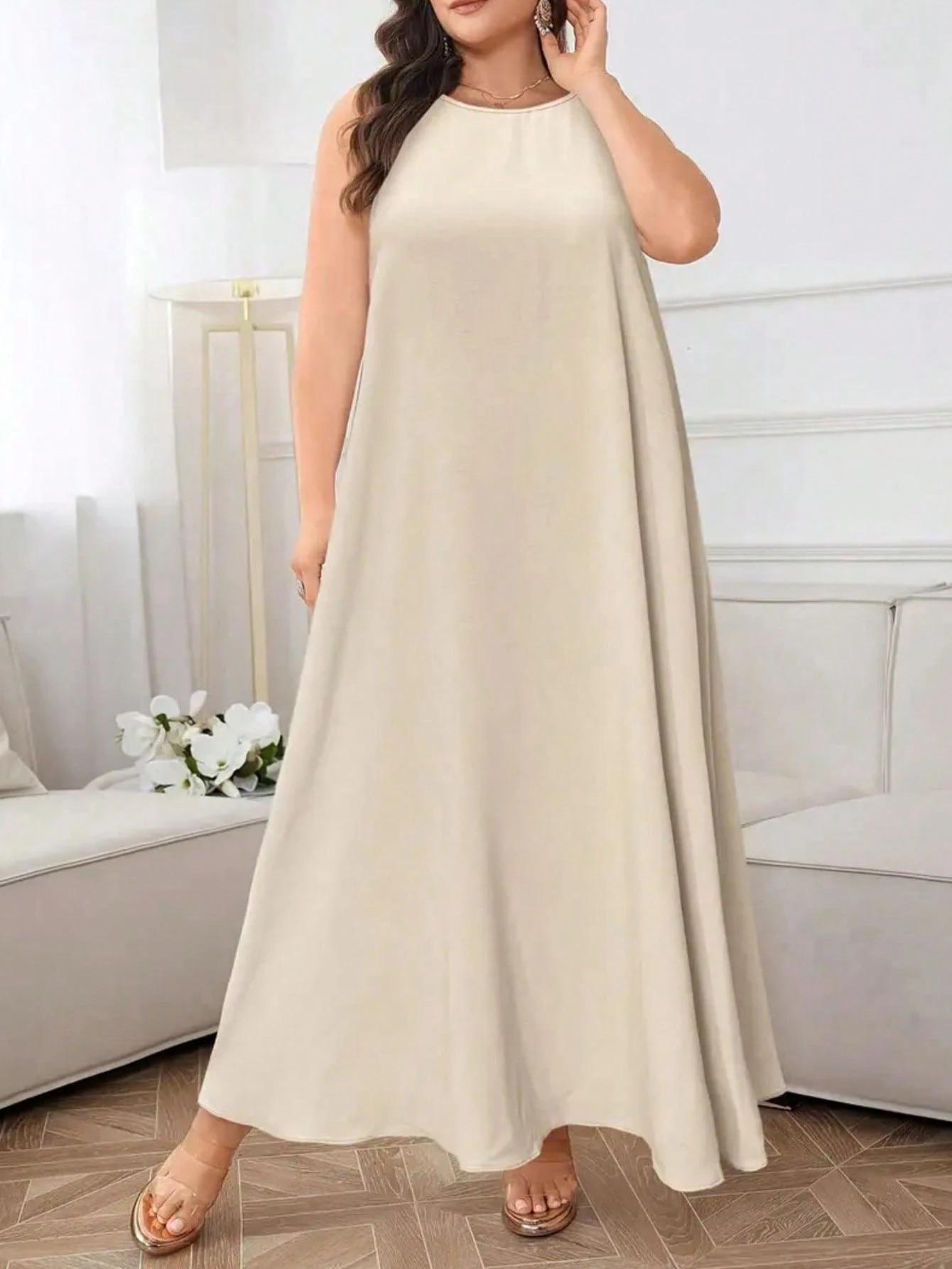 SHEIN BEŻOWA MAXI SUKIENKA S06__52