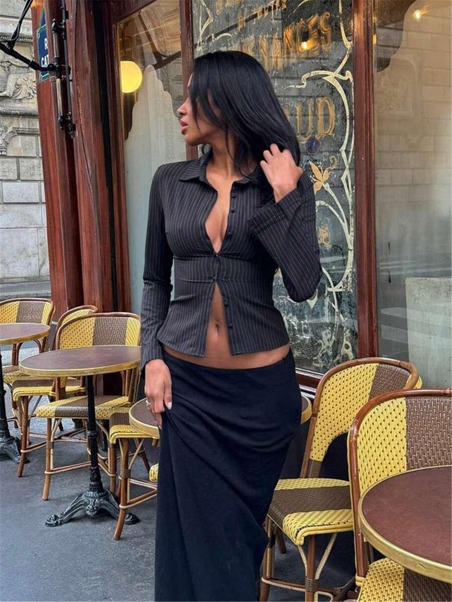SHEIN CZARNA KOSZULA W PASKI S06__S