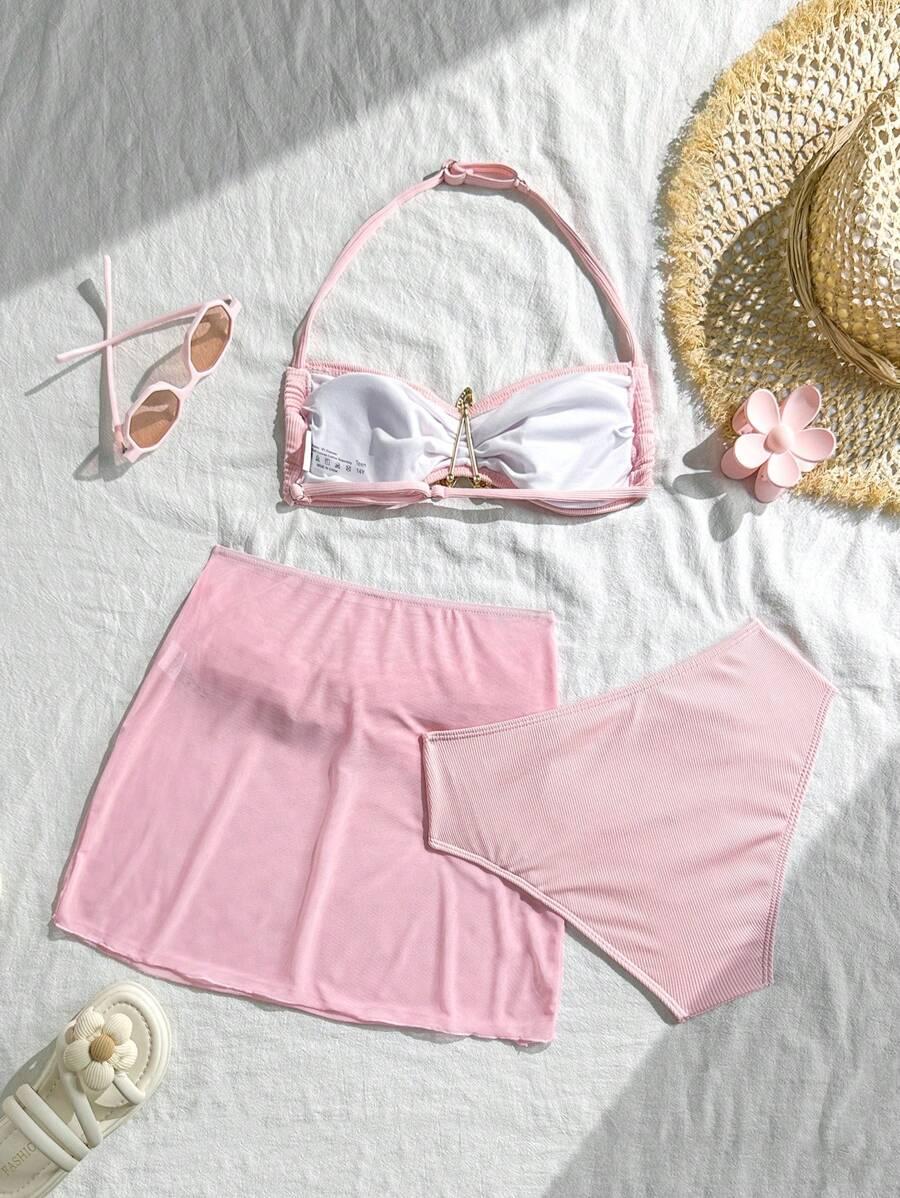 SHEIN DWUCZĘŚCIOWY STRÓJ KĄPIELOWY SARONG KOMPLET S09__162/166