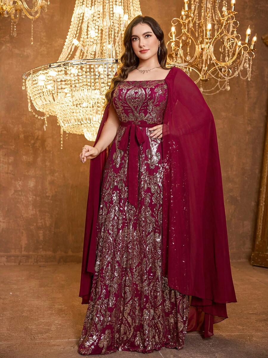 SHEIN BORDOWA MAXI SUKIENKA ZDOBIENIE S06__46