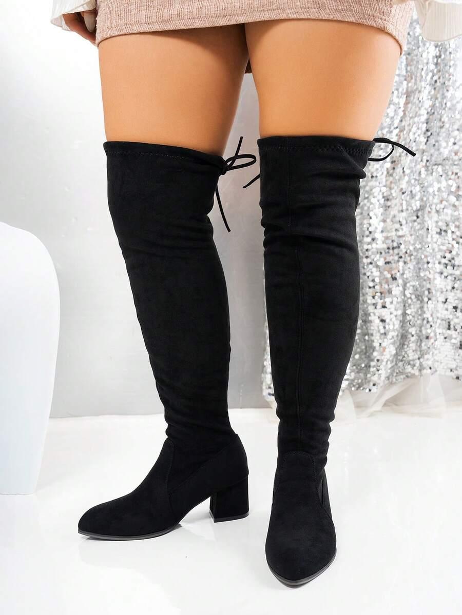 SHEIN CZARNE KOZAKI IMITACJA ZAMSZU W01__42