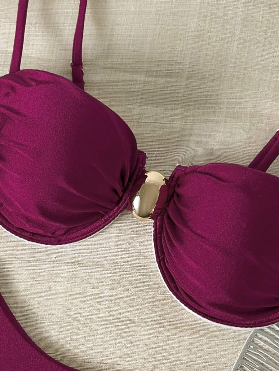 SHEIN BORDOWY DWUCZĘŚCIOWY STRÓJ KĄPIELOWY S09__XL