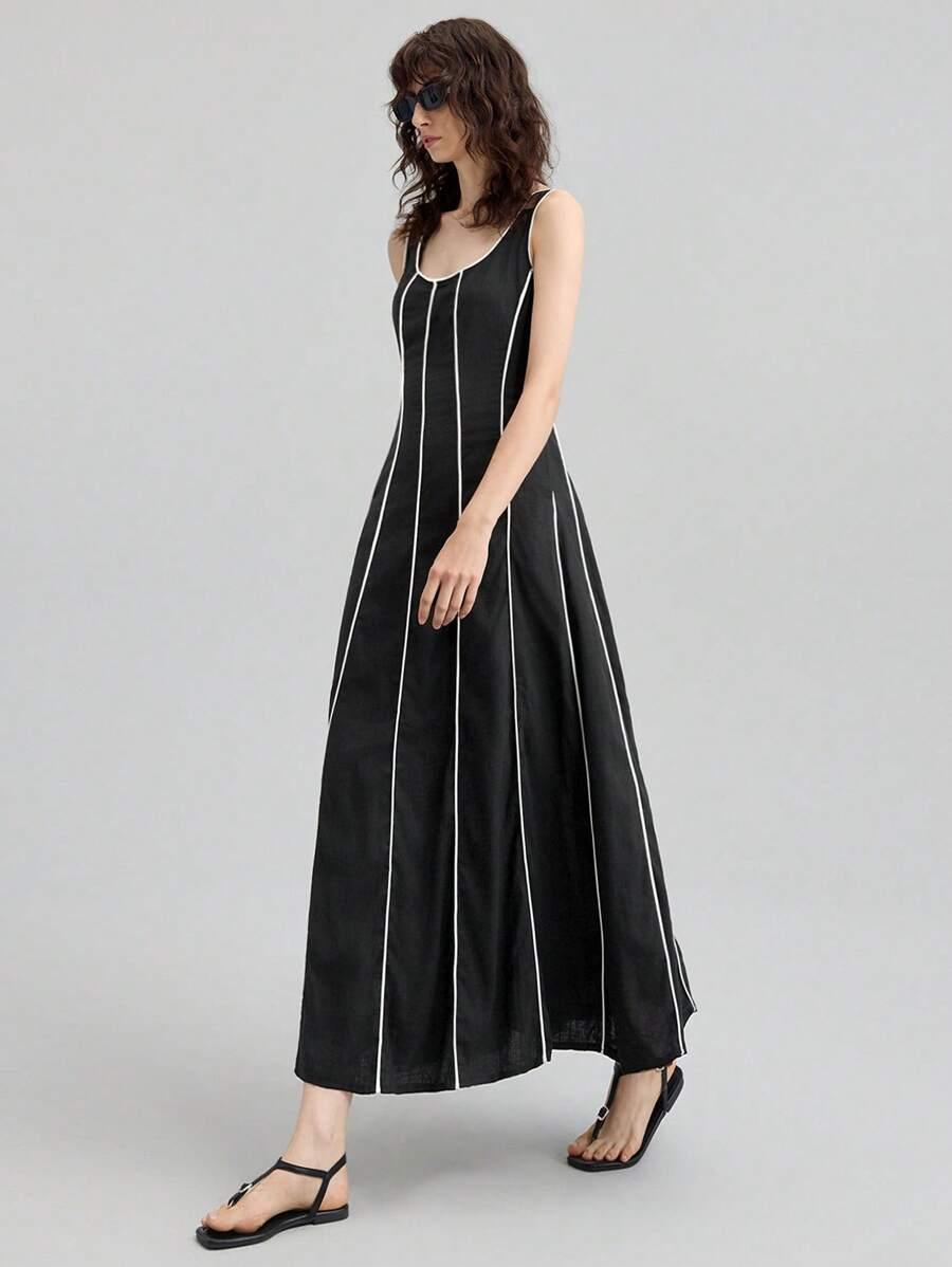 ONTRE CZARNA MAXI SUKIENKA PASKI S06__XS