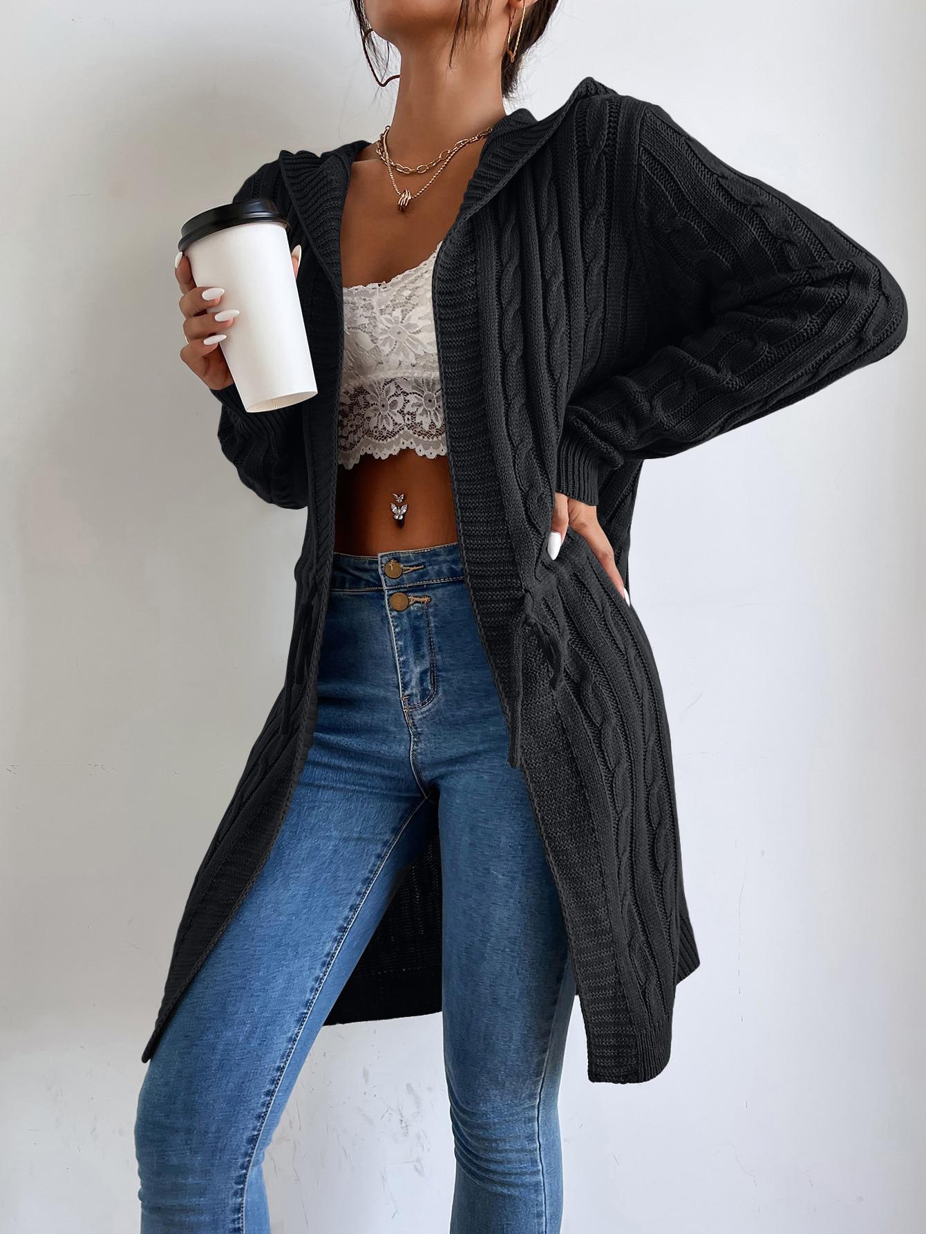 SHEIN CZARNY DZIANINOWY SWETER S06__M