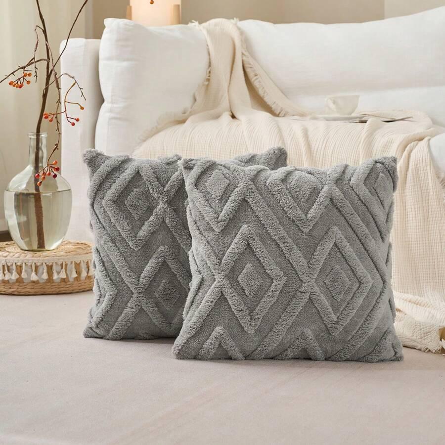 SHEIN SZARA POSZEWKA NA PODUSZKĘ 2-PACK S07__30X50