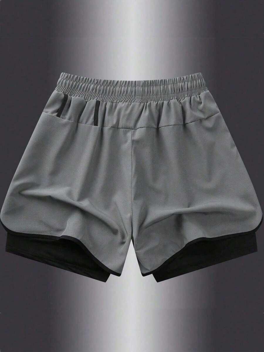 MANFINITY SZARE KRÓTKIE SPODENKI SPORTOWE NADRUK WIĄZANIE PK01__XL
