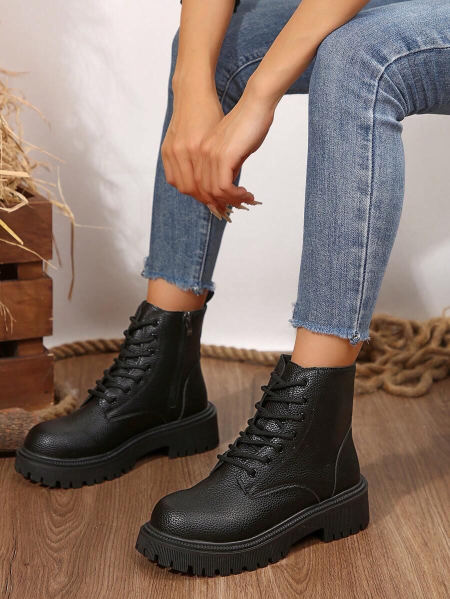 SHEIN CZARNE BOTKI ZA KOSTKĘ TEKSTURA W01__36
