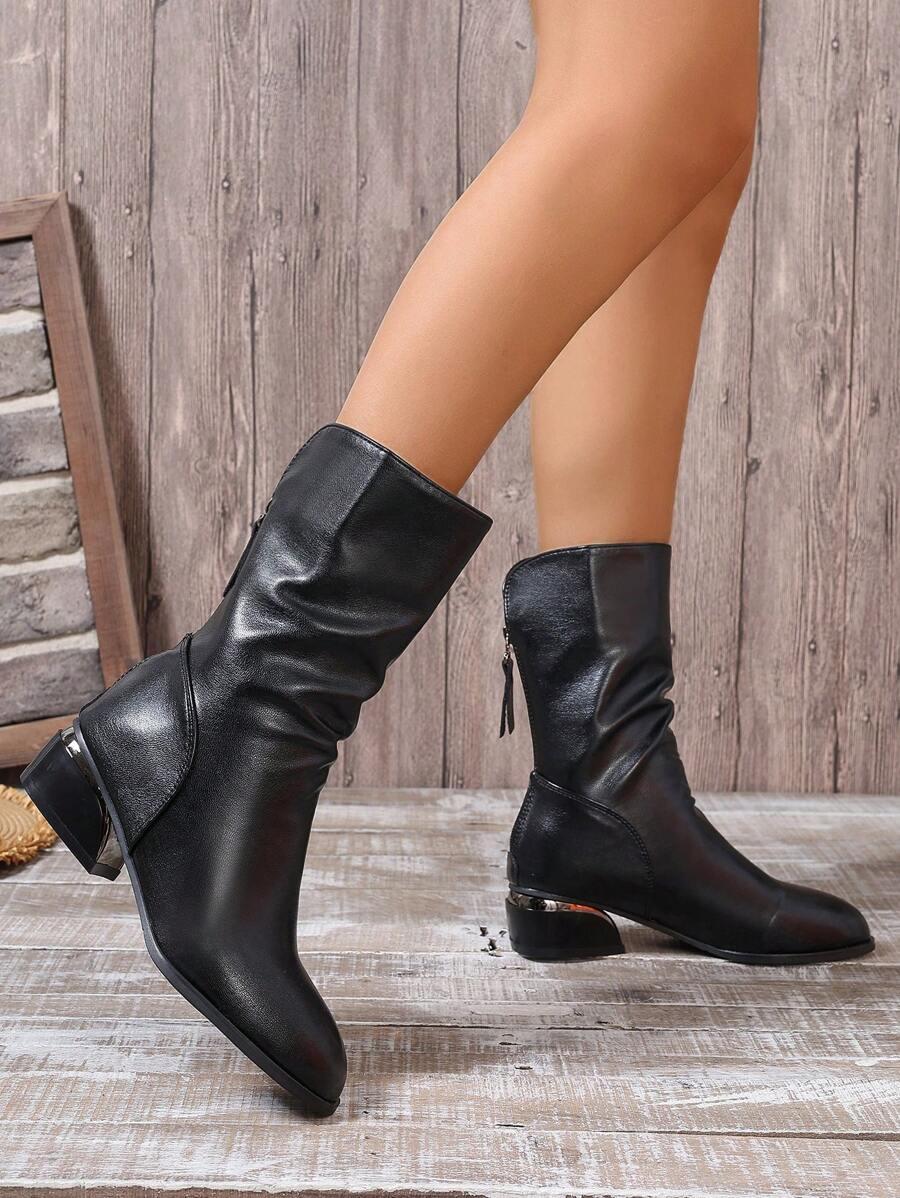 SHEIN CZARNE BOTKI MARSZCZENIA ZAMEK W01__37,5