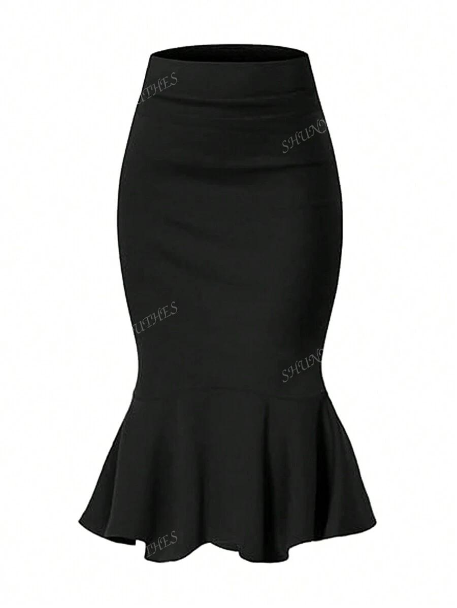 SHEIN CZARNA MIDI SPÓDNICA