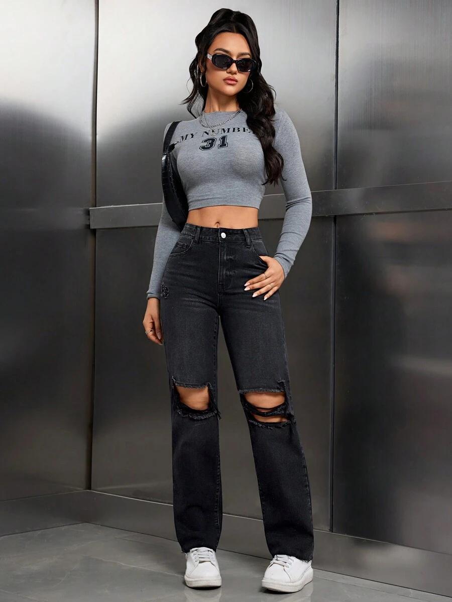SHEIN CZARNE SPODNIE JEANSOWE S06__M