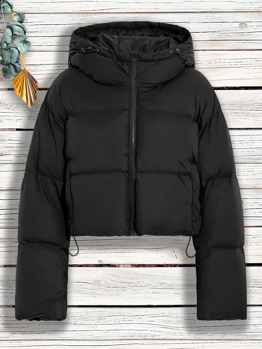 SHEIN CZARNA PIKOWANA KURTKA ZAMEK W01__M