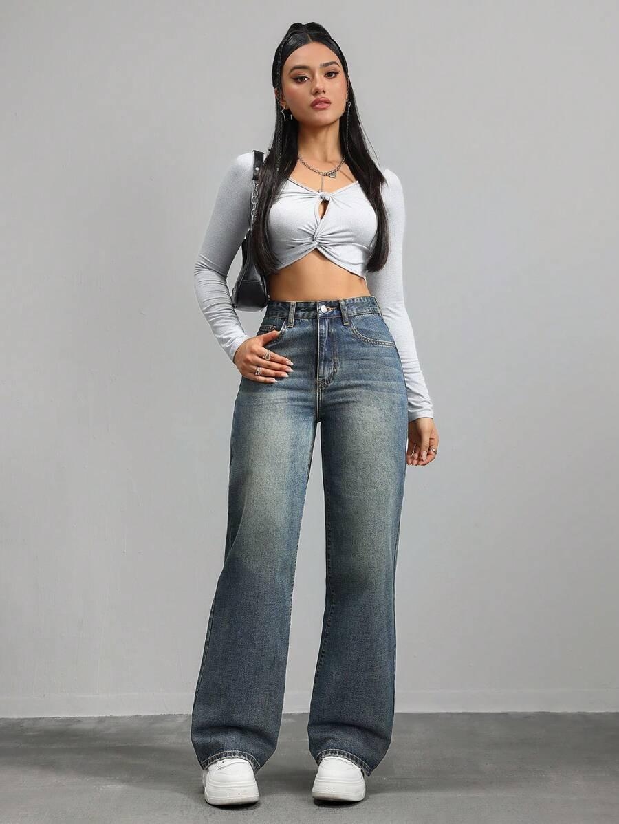 SHEIN NIEBIESKIE SPODNIE JEANS PK01__M
