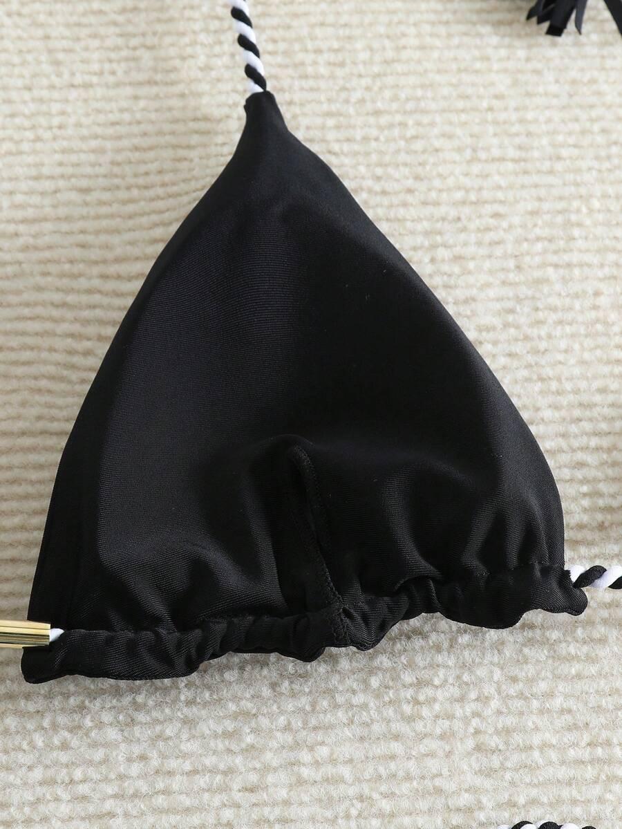 SHEIN CZARNY DWUCZĘŚCIOWY STRÓJ KĄPIELOWY S09__L