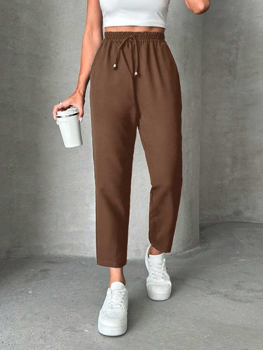 SHEIN BRĄZOWE SPODNIE CASUAL S06__XS