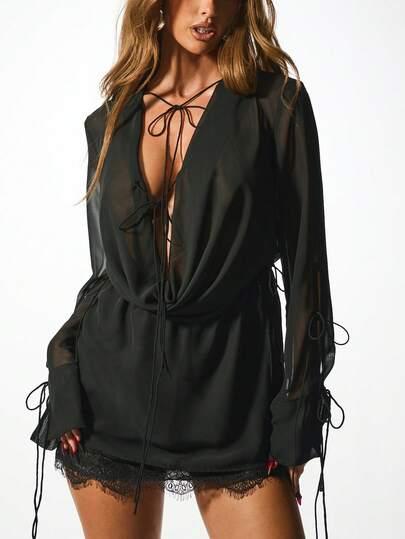 SHEIN CZARNA MINI SUKIENKA S06__M