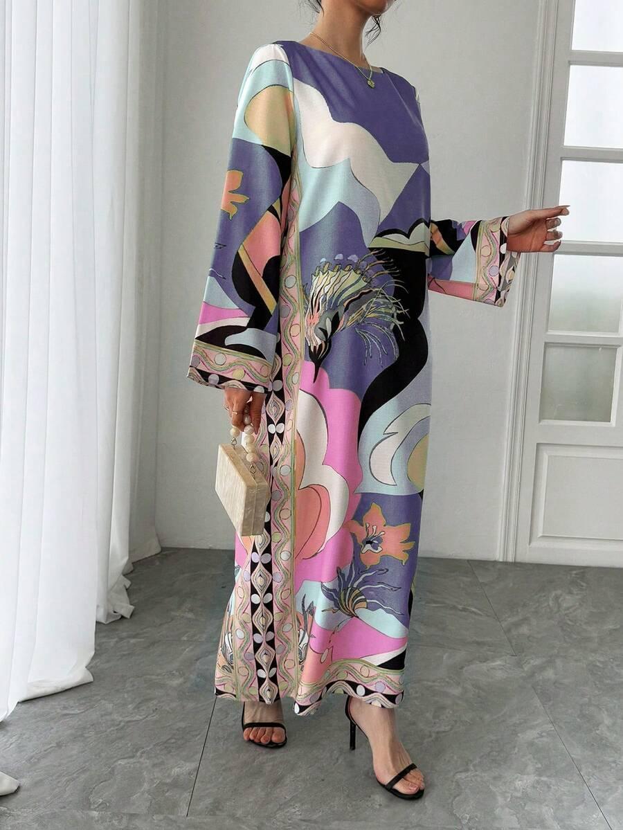 SHEIN MAXI SUKIENKA DŁUGI RĘKAW S06__XL