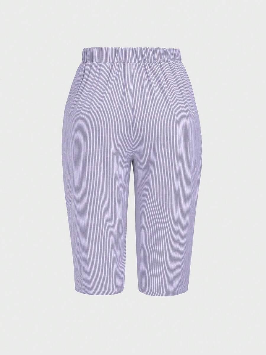 SHEIN FIOLETOWE SPODNIE W PASKI S06__50