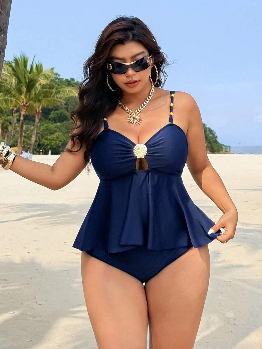 SHEIN DWUCZĘŚCIOWY KOSTIUM KĄPIELOWY TANKINI S09__XXL