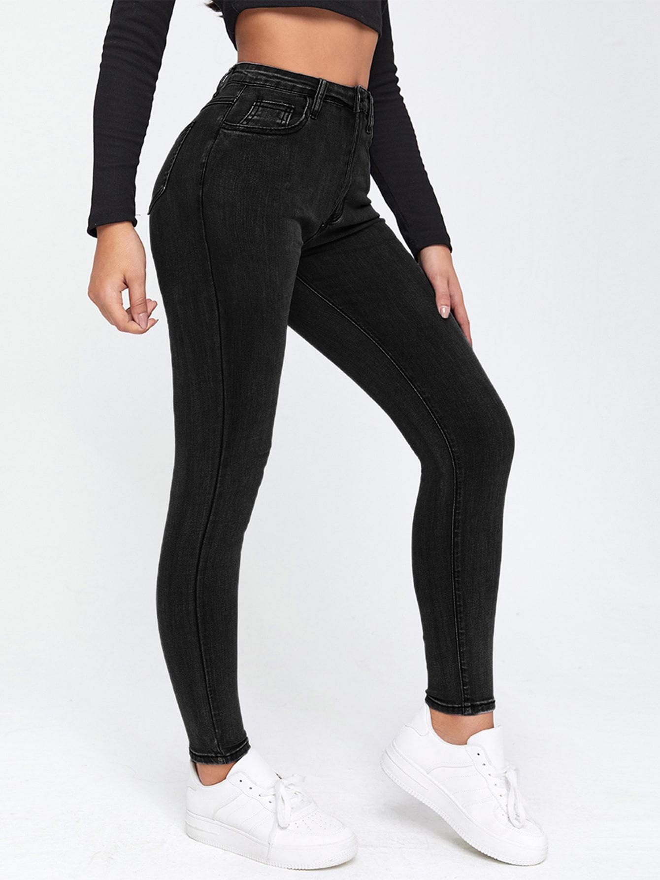 SHEIN JEANSOWE SPODNIE RURKI WYSOKI STAN PK01__S