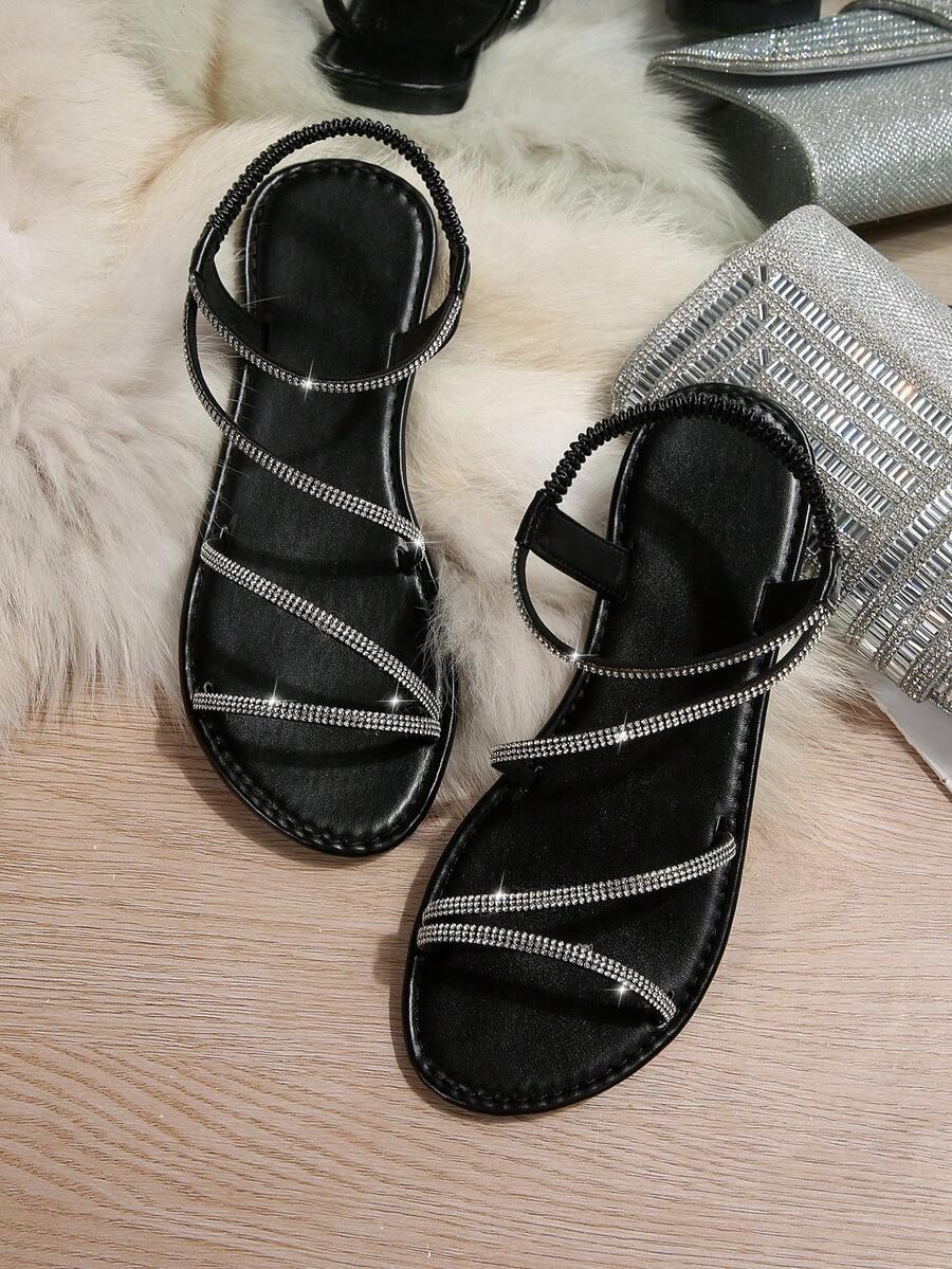 SHEIN CZARNE SANDAŁY ZDOBIENIE S06__36